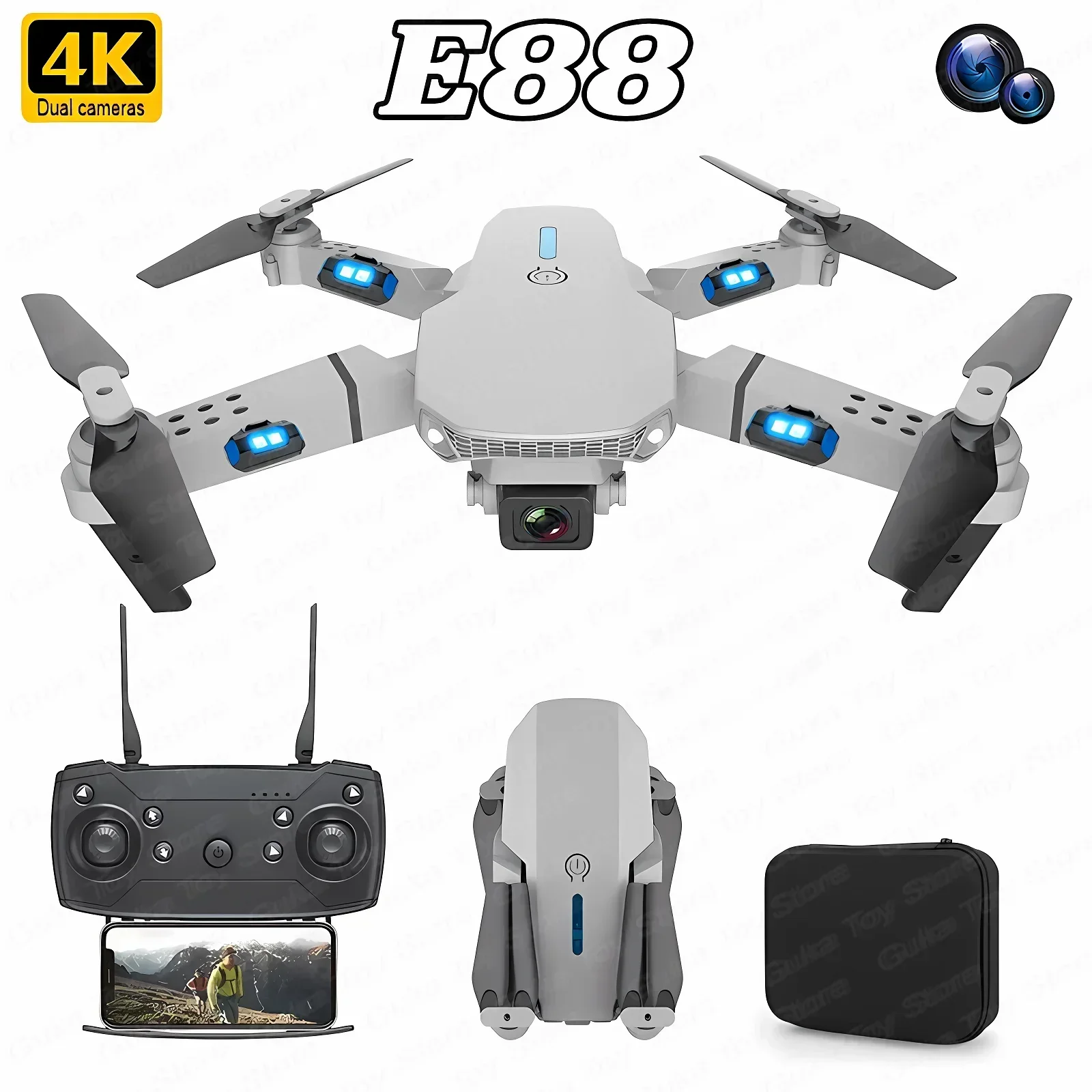 E88 Pro Drone FPV kamera sudut - Rc Helicopter Case ulasan dan harga